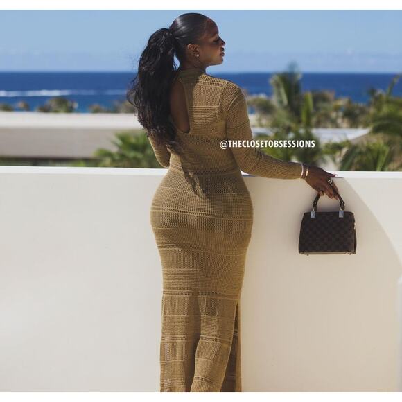 MANGO Long Knit Openwork Maxi Dress 🤎✨ NWT - Picture 8 of 16